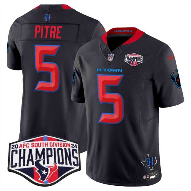 Mens Houston Texans #5 Jalen Pitre Navy 2nd Alternate F.U.S.E. 2024 AFC South Division Champions Vapor Limited Stitched Jersey->houston texans->NFL Jersey